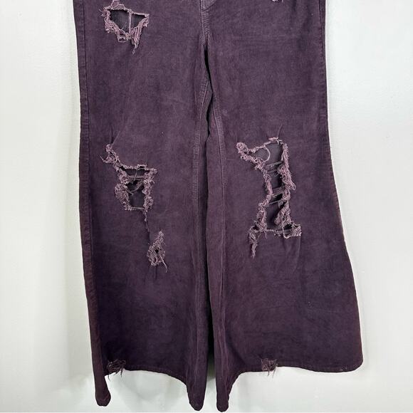 NEW Free People Night Fever Cord Flare Jeans Womens 31 Distressed High Rise - Picture 5 of 11